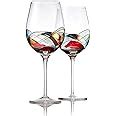 Amazon Bezrat Red Wine Glasses Set Of Hand Painted Wine Glass