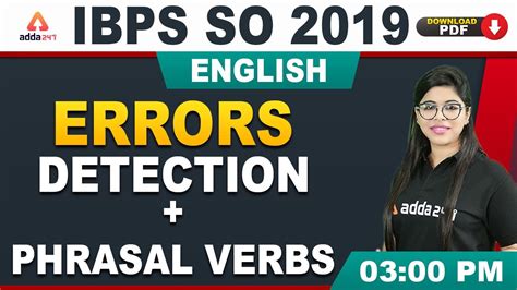 IBPS SO 2019 English Error Detection Phrasal Verbs YouTube