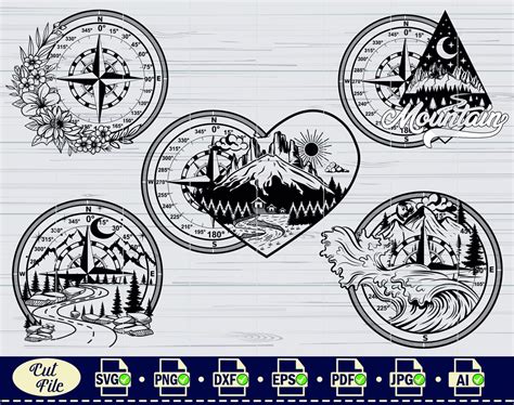 Compass Svg 3 Nautical Compass Landscape Compass Clipart Scenic Compass Files For Cricut