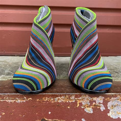 United Nude Womens Size 41 Multicoloured Striped Slip On Fold Ankle Boots S