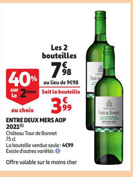 Promo Entre Deux Mers Aop Ch Teau Tour De Bonnet Chez Auchan