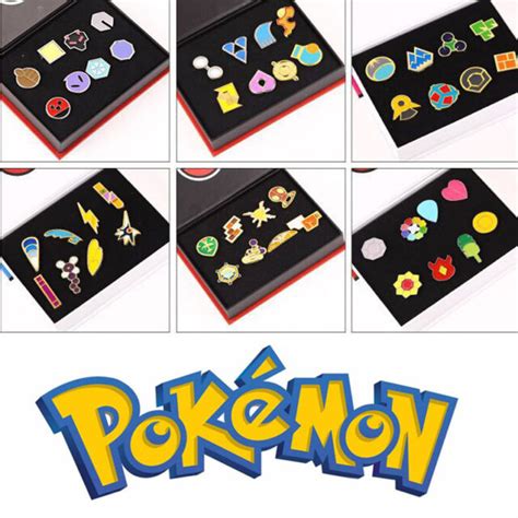 Pokemon Kanto Gym Badges Set Of Metal Pins Gen Pcs Sets