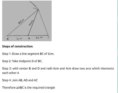 Construct A Triangle ABC In Which BC 6 Cm A 45 And Median AD 5