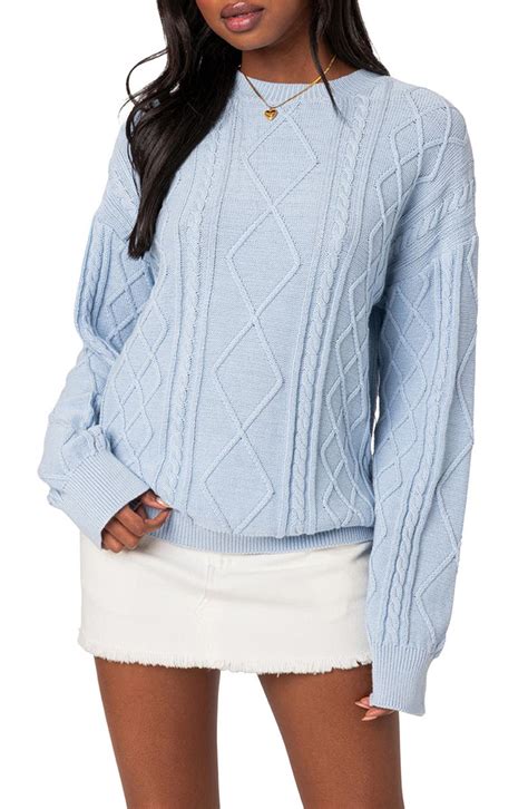 Edikted Jessy Cable Stitch Oversize Sweater Nordstrom