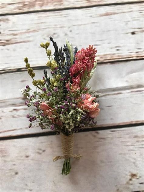 Dried Flower Wedding Buttonholes Festival Bright Colourful Dried