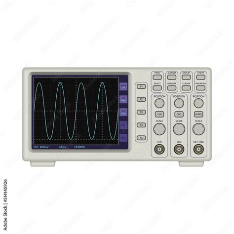 Realistic oscilloscope isolated on white background. Vector ...