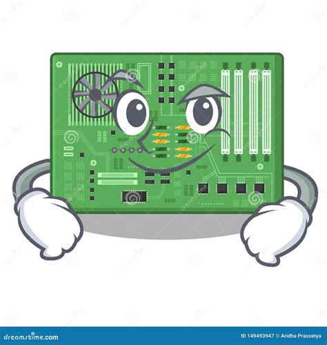 Smirking Motherboard in the a Cartoon Shape Stock Vector - Illustration ...