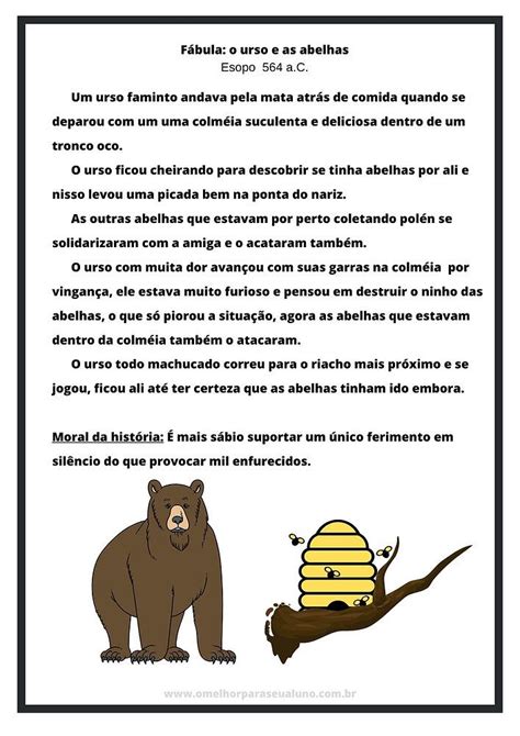 Leitura Da F Bula De Esopo O Urso E As Abelhas En