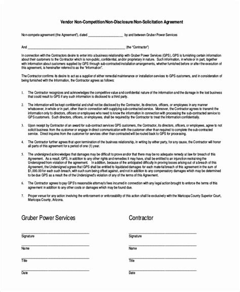 Subcontractor Non Compete Agreement Template