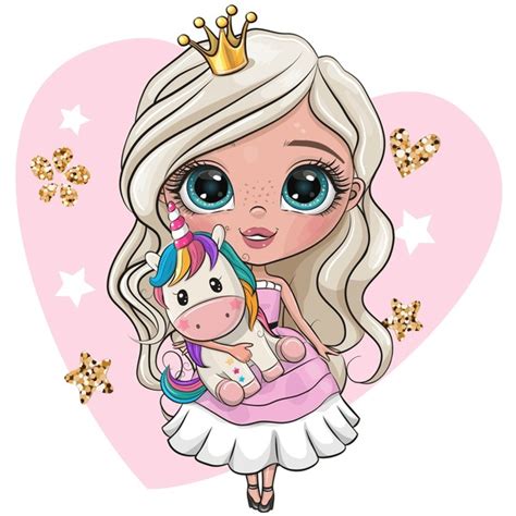 cute cartoon princess unicorn royalty    stock