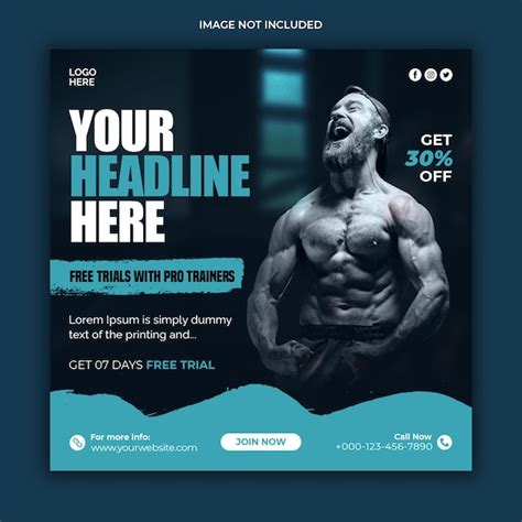 Premium Psd Gym Fitness Social Media Post Banner Template