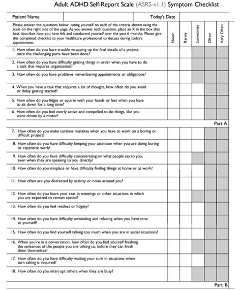 Printable Adhd Test For Adults | Farrah Printable