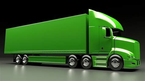 Trailer Semi Truck Concept In 3d Rendering Featuring A Single Green ...