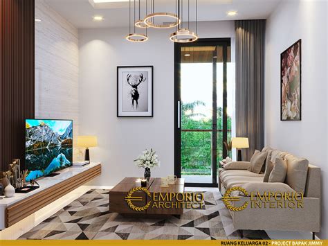 Desain Ruang Keluarga Interior Rumah Modern 3 Lantai Bapak Jimmy Di