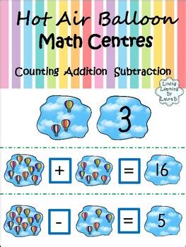 Hot Air Balloon Math Centre Distance Learning Counting Addition Subtraction