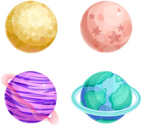 Set De Pegatinas Planetas Dibujadas A Mano Png Imágenes Prediseñadas De Galaxia Plano