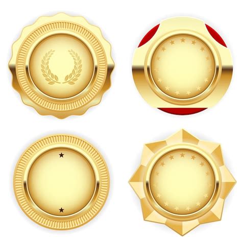 Premium Vector Golden Medal And Emblem Insignia Cogged And Round