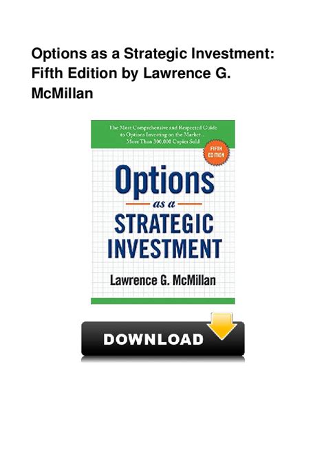 Options As A Strategic Investment Fifth Edition By Lawrence G