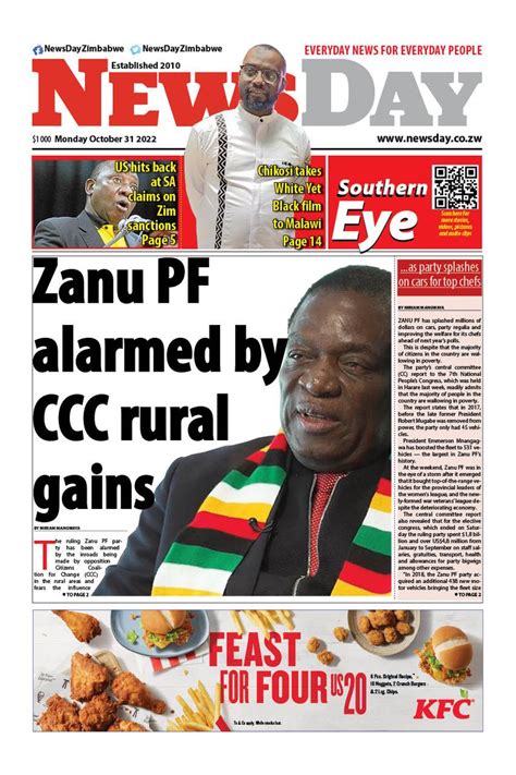 NewsDay Zimbabwe On Twitter Just Published Front Page Of The