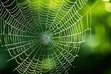 Premium Photo Spider Web With Dew Drops Generative Ai