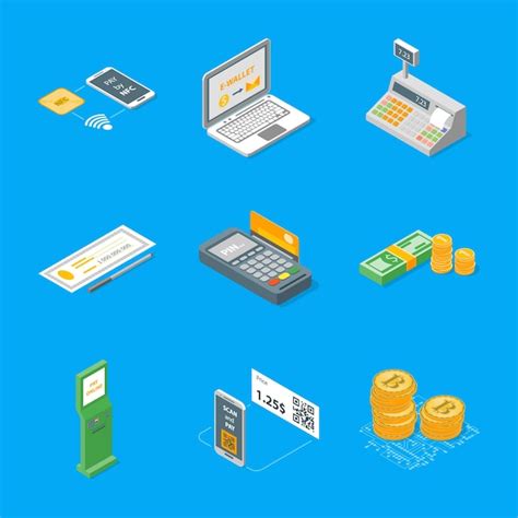 Premium Vector Payment Methods Icons Set Isometric View Vector