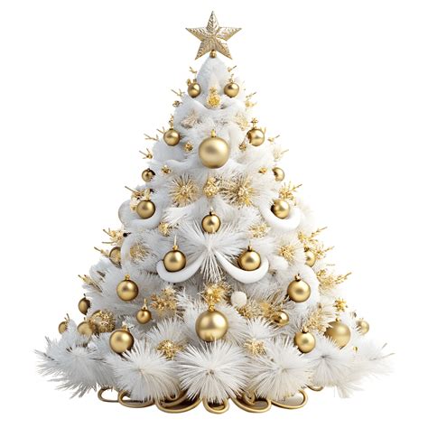 White And Gold Christmas Tree Clip Art Illustration, White Christmas