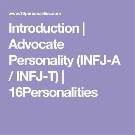 Introduction Advocate Personality Infj A Infj T 16personalities