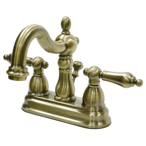 Kingston Brass Victorian 4 In Centerset 2 Handle Bathroom Faucet In Vintage Brass Hkb1603al