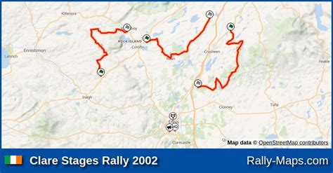 Streckenverlauf Clare Stages Rally 2002 ITRC RallyeKarte De