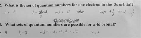 Solved What is the set of quantum numbers for one electron | Chegg.com