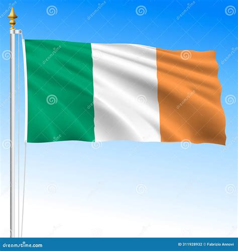 Ireland Eire Official National Waving Flag Illustration Stock Vector