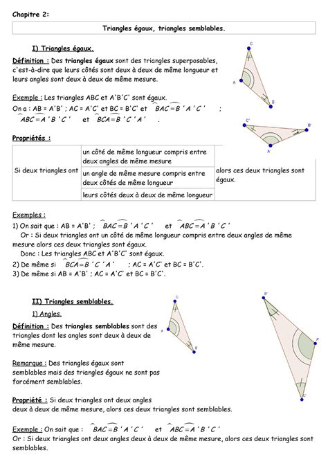 Le On Triangles Gaux Triangles Semblables Chapitre Triangles