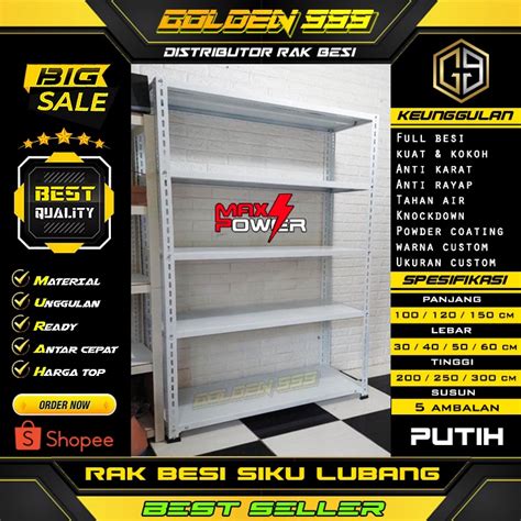 Jual Rak Besi Siku Lubang I 30x100x200 Cm I Rak 5 Susun I Rak Dapur I