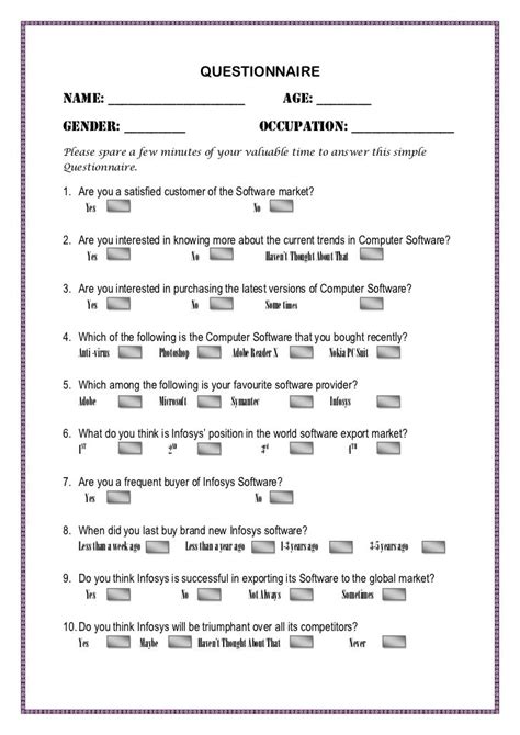 Market Survey Questions