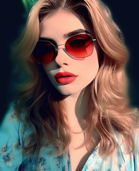 Premium Ai Image A Woman With Red Lips And Sunglasses