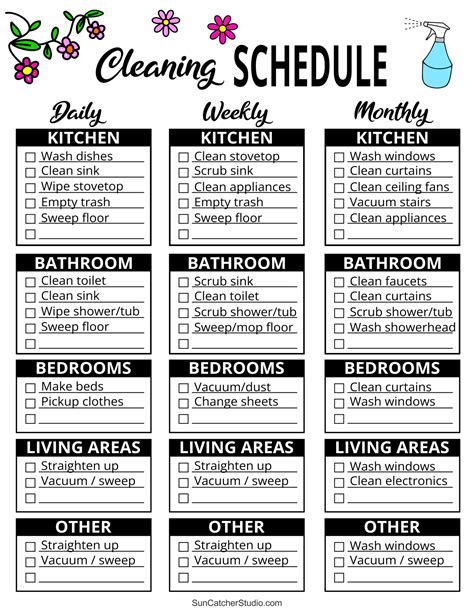 Printable Cleaning Schedule Template In Cleaning Schedule