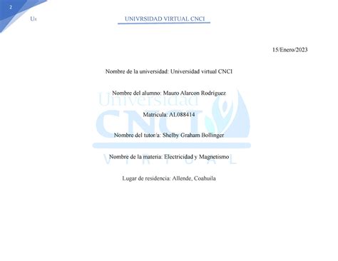 Electricidad Y Mangetismo Actividad Ux Univrsidad Virtual Cnci