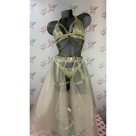 Swarovski Unique Gold Chain Lingerie Skirtb5 Piece Set Etsy