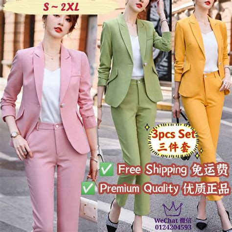 🔥msia Seller🔥formal Ol Working Suit Women Blazer Coat Set Wear S~2xl Plus Size 工作西装外套套装大码显瘦