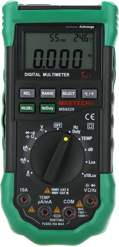 5 In1 MS8229 Mastech Multimetro Digitale Con Range Automatico E Lux