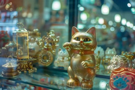 Premium Photo | Maneki neko among a display of international lucky charms