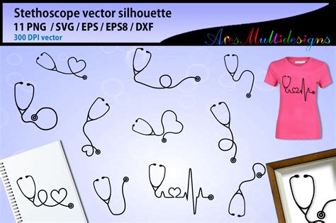 Stethoscope Silhouette Bundle Graphic By Arcs Multidesigns Creative