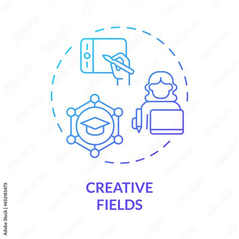 2d Gradient Icon Creative Fields Concept Simple Isolated Vector Mooc Blue Thin Line