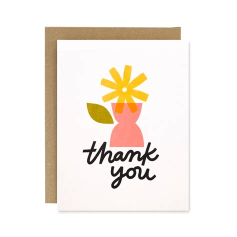 Thank You Flower Vase Screen Printed Card – Worthwhile Paper