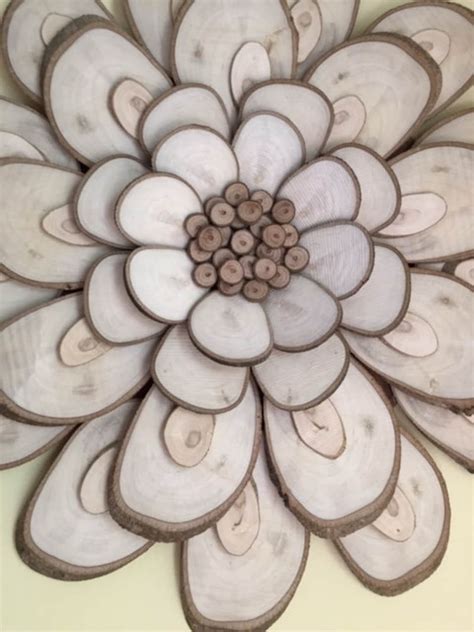 Wood Flower Natural Rustic Wall Art Etsy