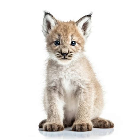 Premium Ai Image Baby Canada Lynx Isolated On White Generative Ai