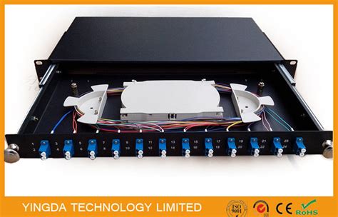 1U 19 Inch Sliding Rack Mount Fiber Optic Patch Panel 12 Port LC Duplex