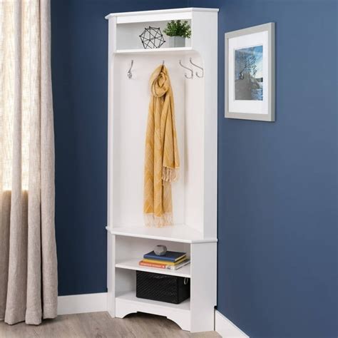 Prepac Wscc 0606 1 Corner Hall Tree With Storage White