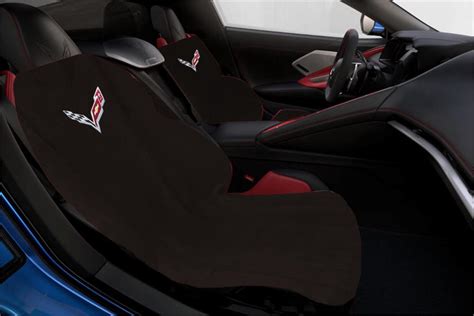 Chevy Corvette C8 Logo Cotton Towel Car Seat Covers Black Grey Tan Or