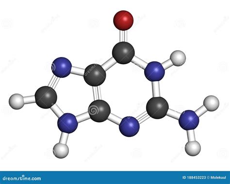 Guanine (G) Purine Nucleobase Molecule. Base Present in DNA and RNA ...